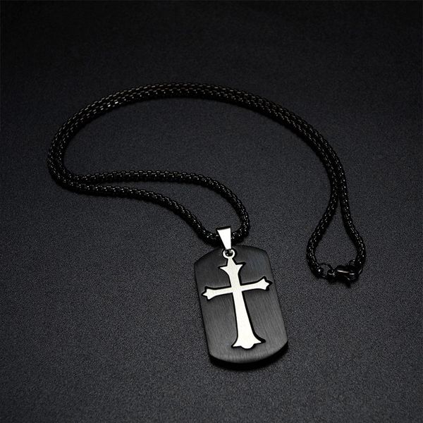 

cross necklaces black nameplate cross pendants stainless steel large necklaces hip hop jesus chain jewelry on the neck, Silver