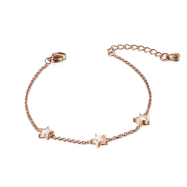 

shells link bracelet titanium stainless steel material inlaid natural shells star moon love letter fashion women jewelry gift, Golden;silver