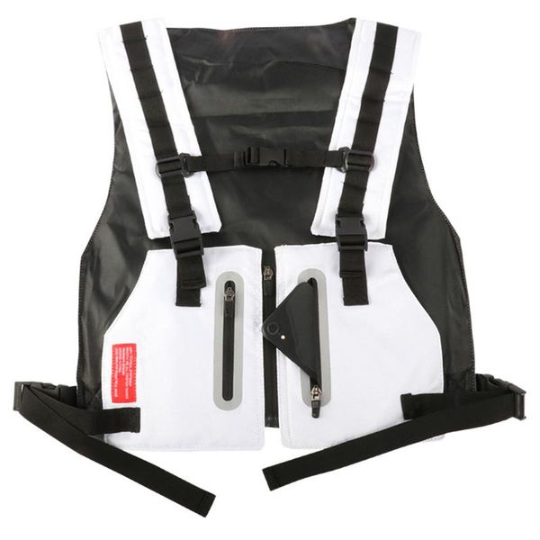 

tactical pockets men vest safety with reflective stripes protection night durable outdoor sports cycling fitness running, Black