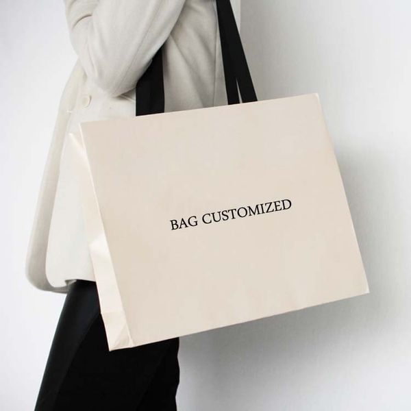 Modifique las bolsas blancas para requisitos particulares de la impresión de la bolsa de papel de las compras de Kraft del diseño para requisitos particulares