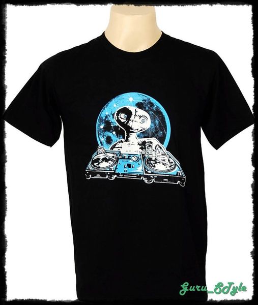 

print tees short sleeve o-neck funny e.t. music dj trance full moon t-shirt man xl men summer style