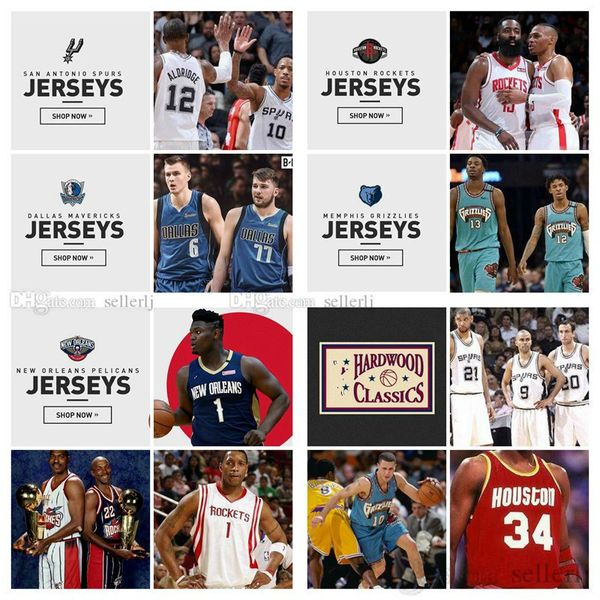 

men youth nba southwest spurs rokets mavericks pelicans grizzlies 12 morant 77 docic 13 harden all style jersey short, Black