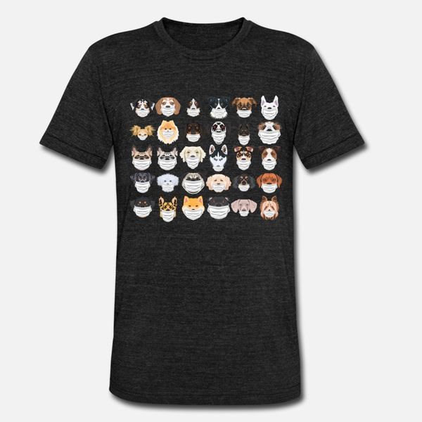 

illustration dogs with respirator set t shirt men design cotton o neck fit gift fashion summer slim shirt, White;black