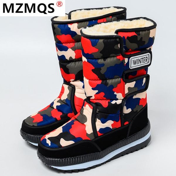 

2020 women boots winter shoes platform snow boots woman plush warm female mid-calf plus size ladies casual women, Black