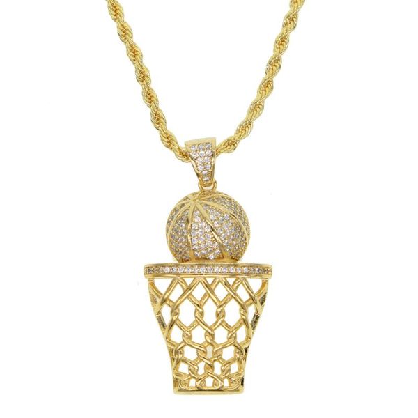 

chains fashion bling full + cubic zirconia cz boy men basketball pendants necklaces hip hop jewelry for 2021, Silver