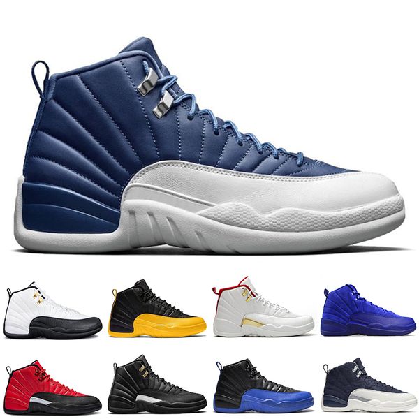 

12 stone blue university gold reverse flu game dark concord ovo white basketball shoes 12s game royal bordeaux men sports sneakers trainers
