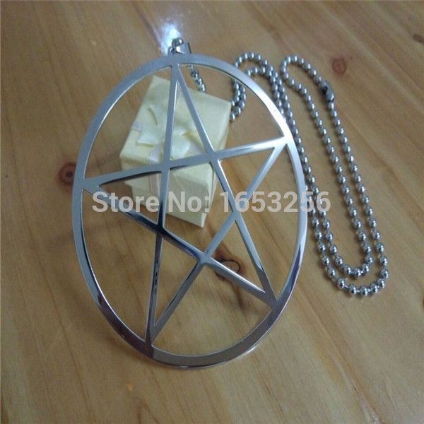 

5pcs wholesale large 100mm wide stainless steel pentagram symbol of wicca paganism pendant necklace no chain for strong mens, Silver