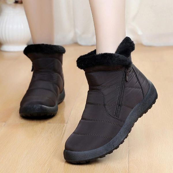 

boots size35-48 waterproof women winter shoes couple snow fur inside non-slip bottom keep warm mother casual, Black
