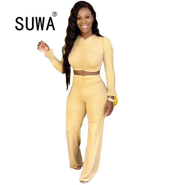 

women's tracksuits plus size casual ruched stacked sweatpants suit two piece set crop and pants summer club 2 outfits for women sets, Gray