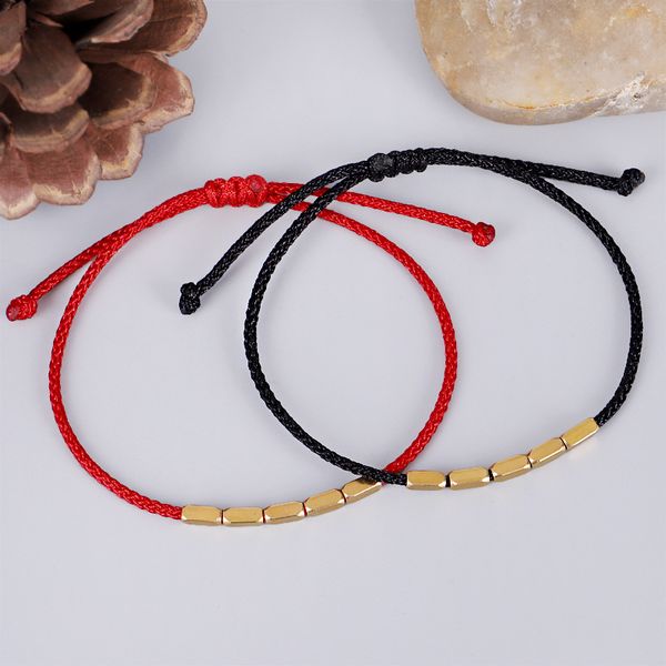 

meetvii fashion handmade tibetan copper bead rope bracelet & bangles for women men lucky wax thread bracelets, Red;blue