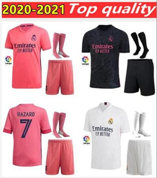 

real madrid soccer jerseys 2020 soccer jersey hazard sergio ramos benzema camiseta football shirts uniforms men kit sets, Black;yellow