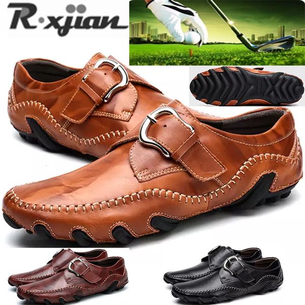 

r.xjian brand new men's leather peas shoes driving shoes soft bottom golf training 38-47 size