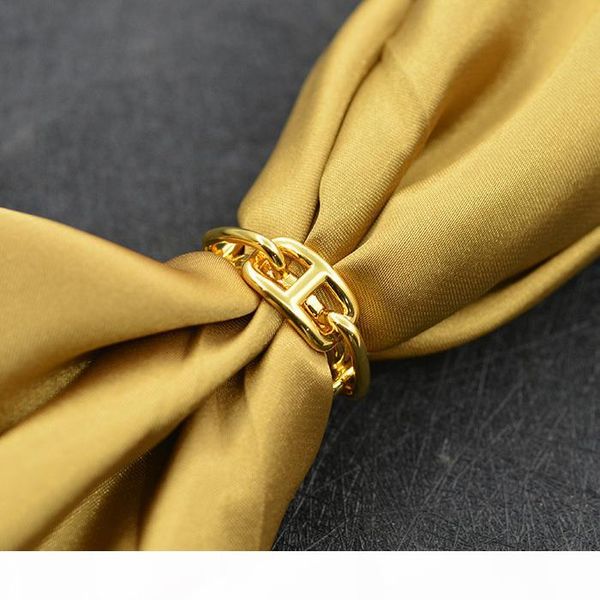 

women silk pig nose scarf buckle ornament letter h carriage hijab shawl scarf scarves buckle holder, Silver