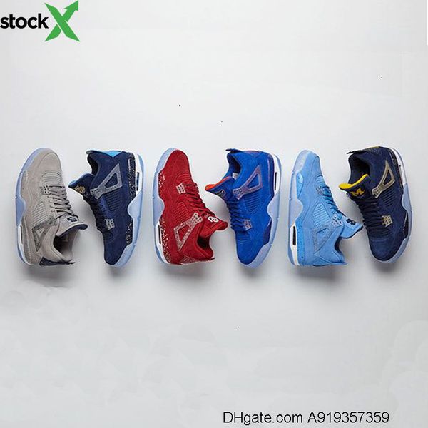 

basketball shoes 4 4s mens blue red grey fashion design outdoor trainer sports sneakers shoes with box, Black