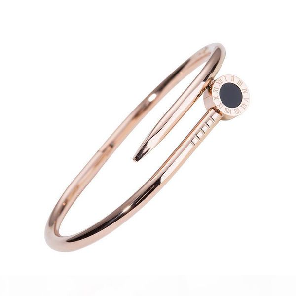 

2019 new stainless steel rose gold screw black acrylic opening woman bracelet shopping simple fashion woman jewelry