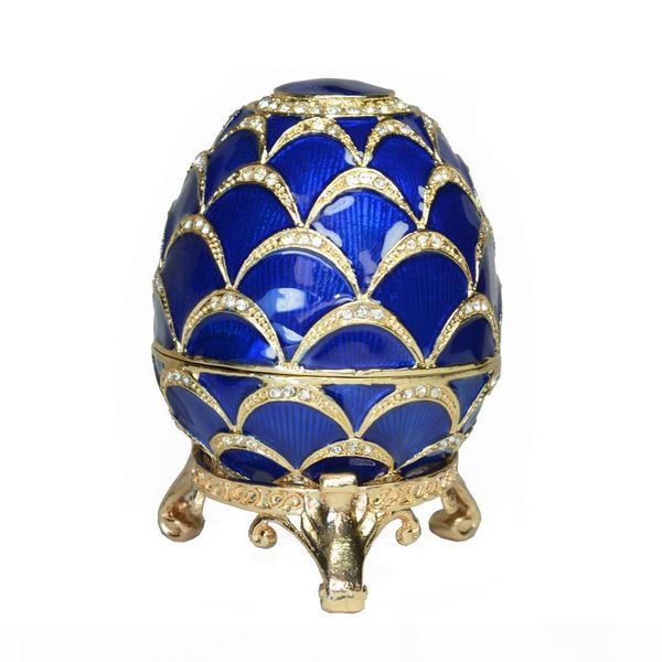 

russian blue easter egg trinket box bejeweled egg jewelry box vintage decoration box giveaway gifts birthday mother's day gift, Black;white