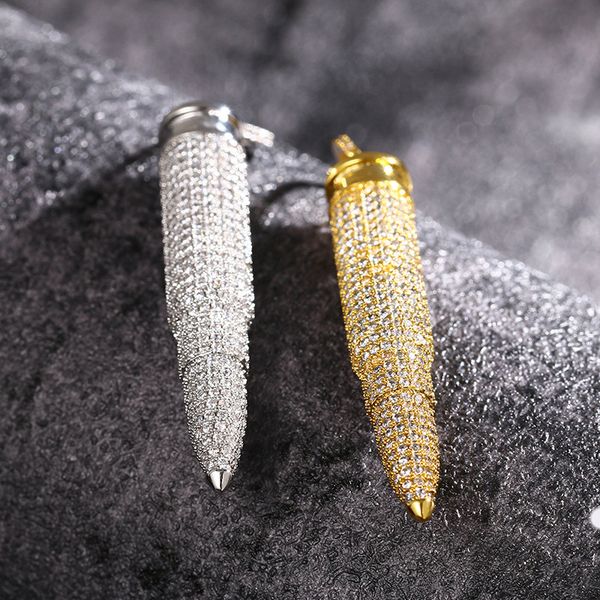 

hip hop prong setting cubic zirconia bling out pendants necklace for men rapper jewelry gold silver color
