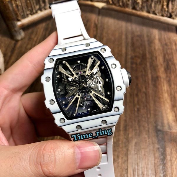 

version rm12-01 skeleton dial tpt carbon fiber case automatic mechanical movement rm12-01 mens watch rubber strap designer watches, Slivery;brown