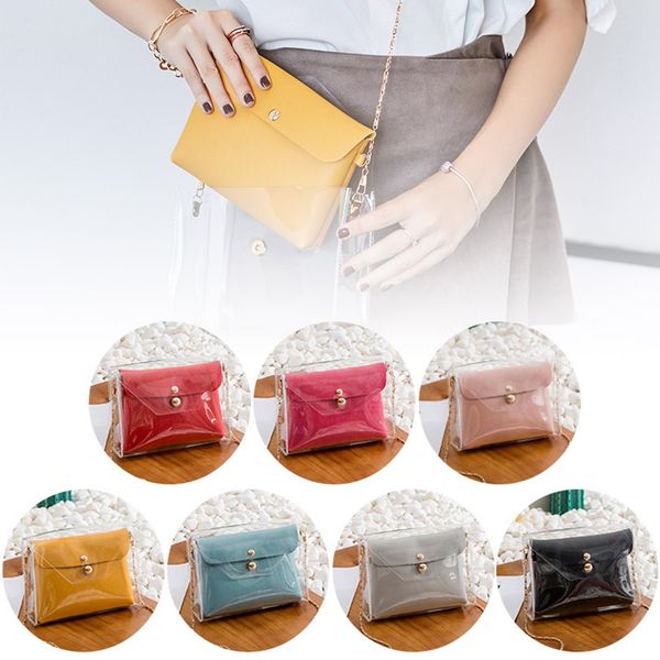 

women shoulder crossbody bag transparent with solid color pu handbag sale-wt