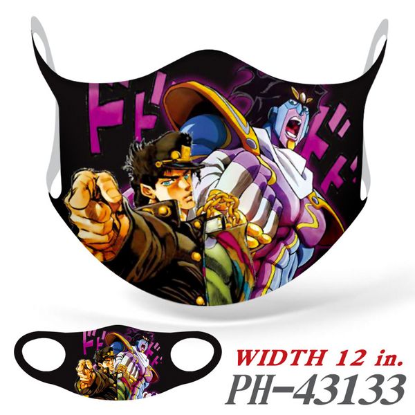 

2020 designer jojos fantastic adventure peripheral printing face mask full color seamless viscose fiber dustproof mask cosplay fashion mask