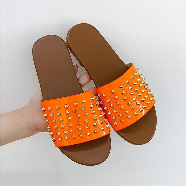 

women slippers women sandals ladies summer slippers 2020 new rivet breathable flat female sandals beach, Black
