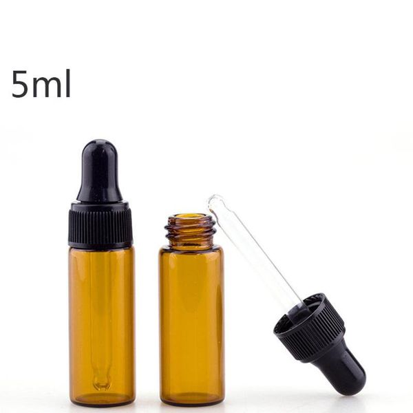 

5ml amber glass essential oil dropper bottles mini empty eye dropper perfume cosmetic liquid sample container dhl free