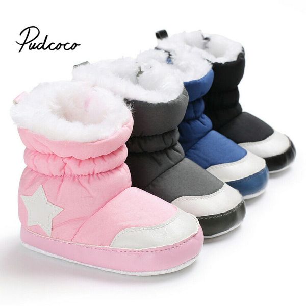 

pudcoco winter baby boys girls shoes winter infants warm shoes faux fur girls baby booties leather star pattern boy boots, Black;grey