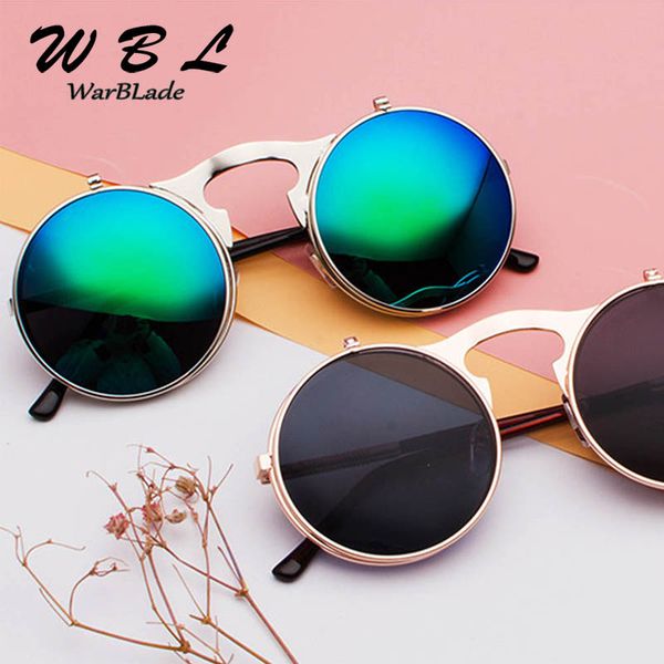 

warblade new male sunglasses round designer steam punk metal women coating sunglass men retro circle sun glasses, White;black