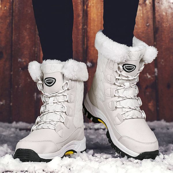 

2020 winter warm shoes women fashion platform snow boots brand plush female botas mujer fur lady ankle boots female botas mujer, Black