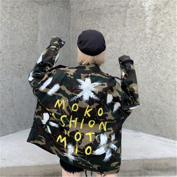 

2020 new arrivals diy spring and winter camouflage tooling cool streetwear outwear loose plus size jackets women&men coats, Black;brown