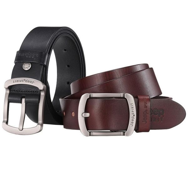 

genuine leather belt men smart casual first layer cowskin designer waist belt pin buckle for men04, Black;brown