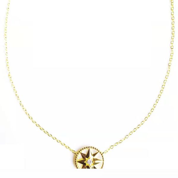 

sterling silver compass necklace female chain clavicle eight mans star entrepreneurial era that baby blue with white mother of pearl do