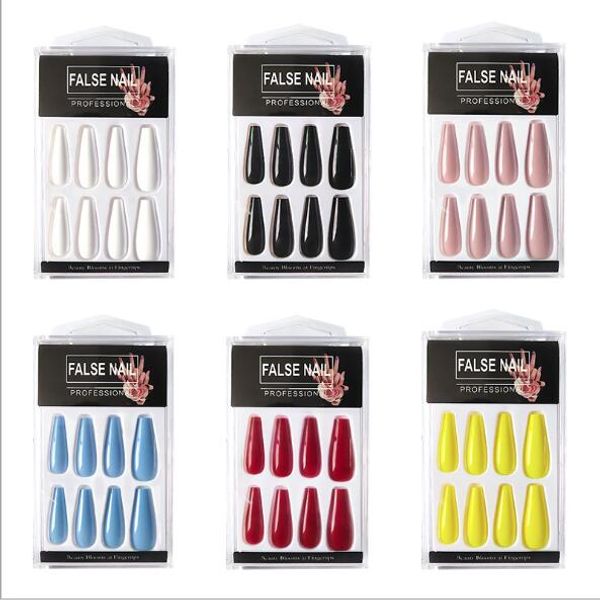 

20pcs/box shiny fashion long ballerina false nails press on false nails full cover fake nail tips for finger, Red;gold
