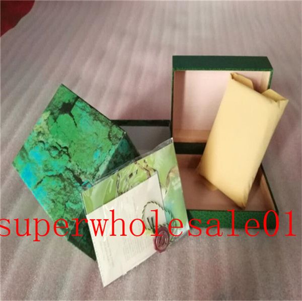 

new new style brand green watch original box papers gift watches boxes leather bag card for watch box rolex watches box 903, Black;blue