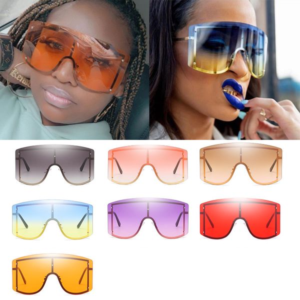 

qpeclou wholesale in bulk fashion oversized goggle woman metal punk big frame sunglasses women punk colorful sun glasses shades, White;black