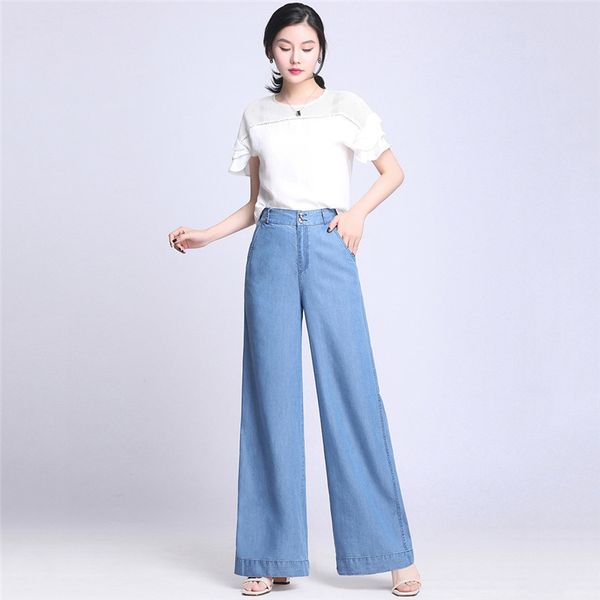 

jeans women light blue xl 4xl plus size wide leg pants 2020 new spring summer korean casual loose high waist jeans feminina jd98