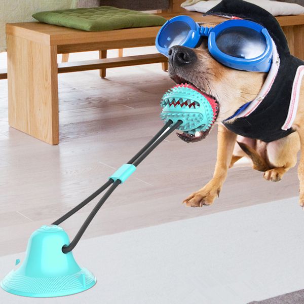 

pet molar bite rubber toy multifunction dog interactive leakage food ball toys with suction cup puppy cleaning teeth chew toy