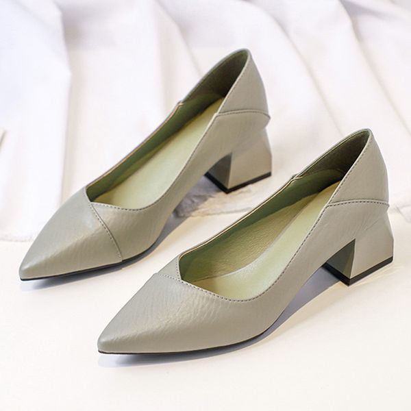 

mid-heel platform pointed high heels pumps women shoes 2020 spring all-match high casual shoes women new, Black