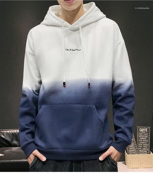 

casual comfotable long sleeve clothing loose gradient men designer hoodies hanging dye personality youth mens o-neck, Black