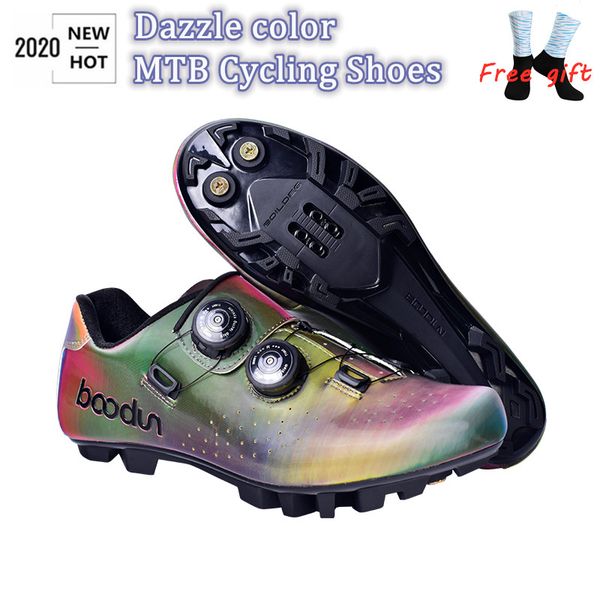 

2020 new mtb cycling shoes outdoor riding professional bicycle sneakers dazzle color ultralight breathable self-locking shoes, Black