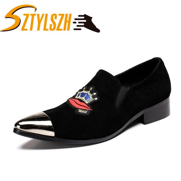 

handmade embroidery loafers red bottom loafers gentleman luxury fashion stress shoes men dress shoes suede solid color moccasins, Black