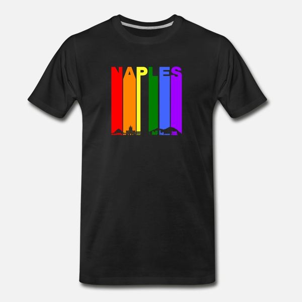 

naples italy skyline rainbow lgbt gay pride t shirt men customize tee shirt round neck letters cute new style spring outfit shirt
