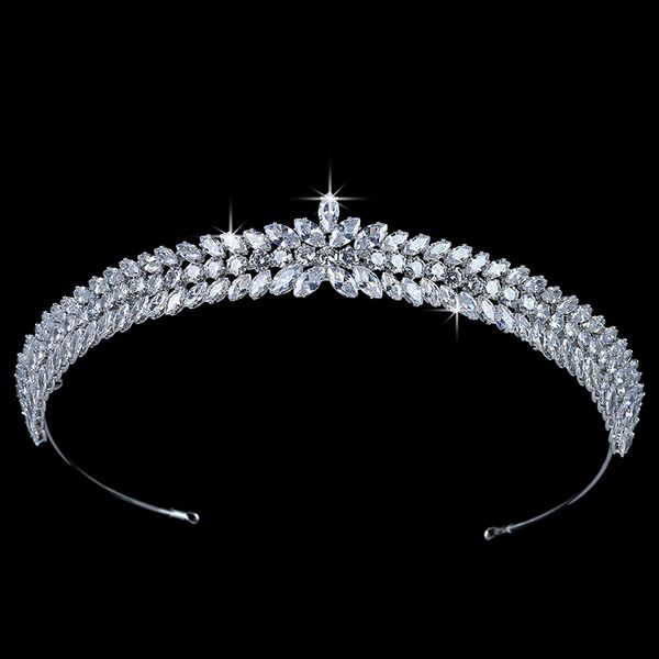 

crown hadiyana classical simple elegant women wedding hair accessories cubic zirconia tiara luxury hair jewelry bc5563 diadema, Golden;silver