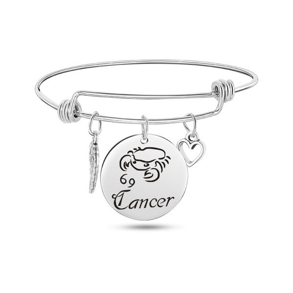 

fashion 12 constellation pendants stainless steel bangles bracelets gemini cancer virgo jewelry accessories gift, Black