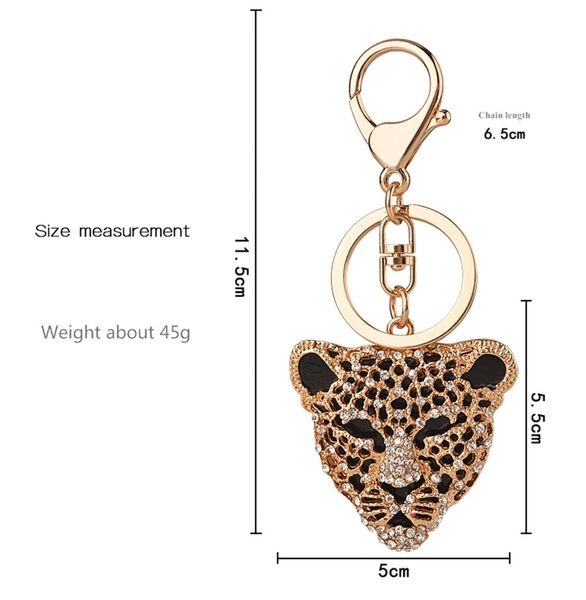 

factory direct sales of new fashion exaggerated personality creative keychain leopard head alloy diamond keychain bag car pendant small gift, Silver