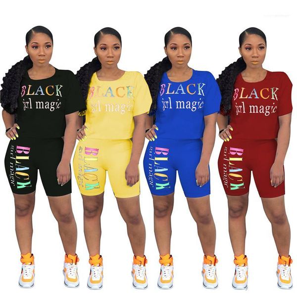 

neck short sleeve letters printed ladies 2pcs tracksuits female sports sets summer womens two piece outfits crew, Gray