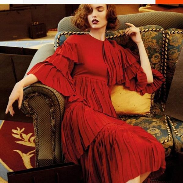 

new item cute lady summer dress 2020 red dress vintage lolita chiffon ruffles long, Black;gray