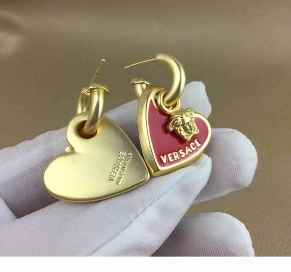 

fashion new arrive titanium steel heart love earrings for woman jewelry 18k gold plated 10mm and 14mm wide girl gift, White