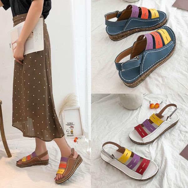 

2020 summer new women's shoes korean flat heel round head stick women's large fashionable sandals, Black