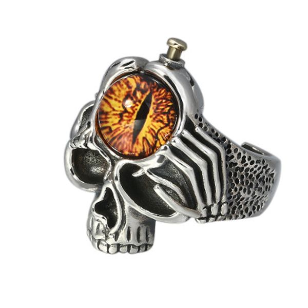 

925 sterling silver hiphop street culture mosaic natural stone skull devil eye adjustable ring jewelry